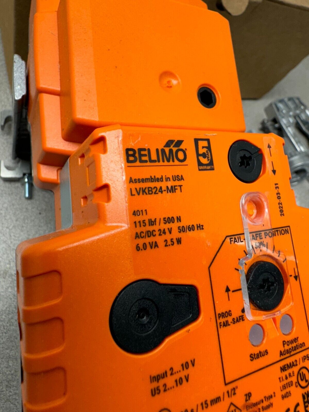 NEW BELIMO ACTUATOR, ELECTRONIC FAIL-SAFE UGVL+LVKB24-MFT