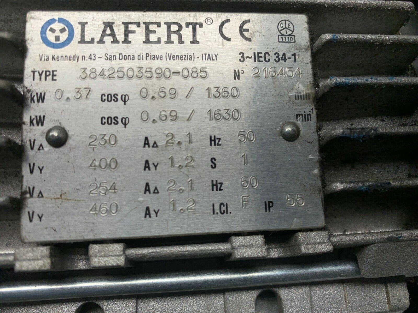 USED LAFERT MOTOR 3842503590-085