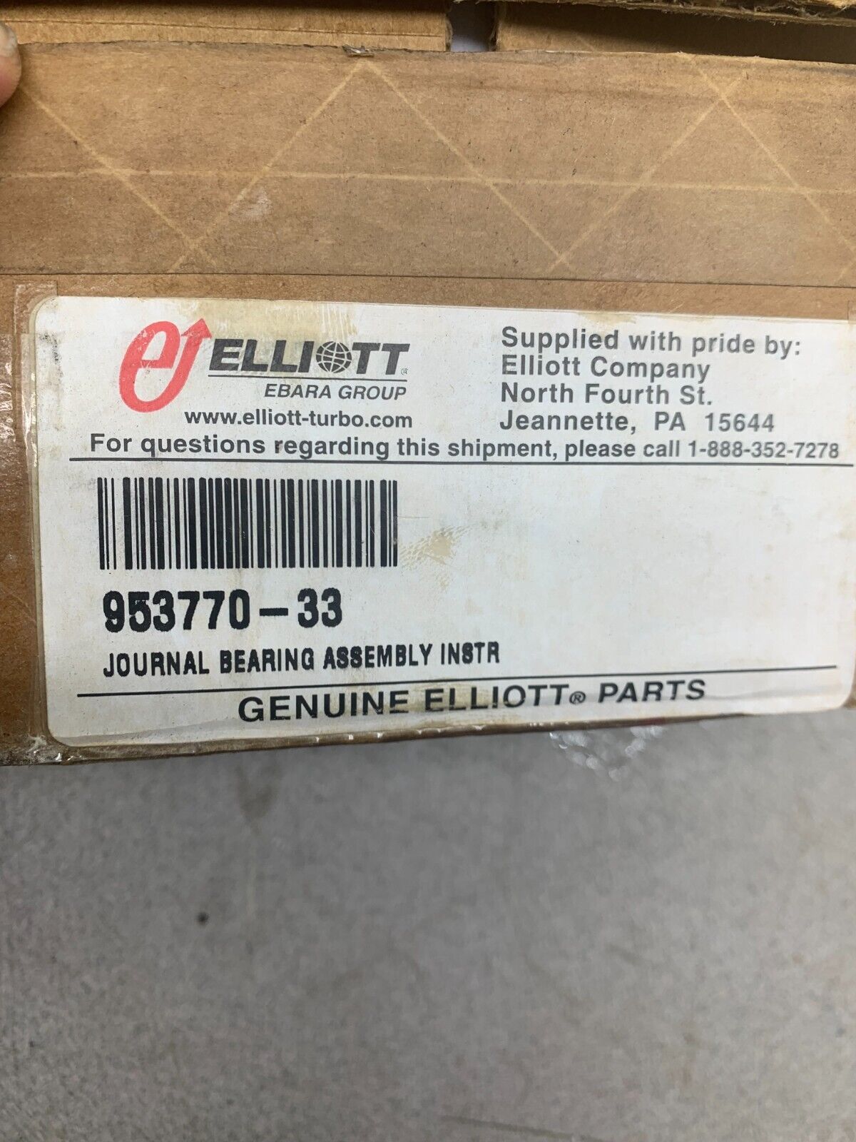 NEW IN BOX ELLIOTT JOURNAL BEARING ASSEMBLY 953770-33