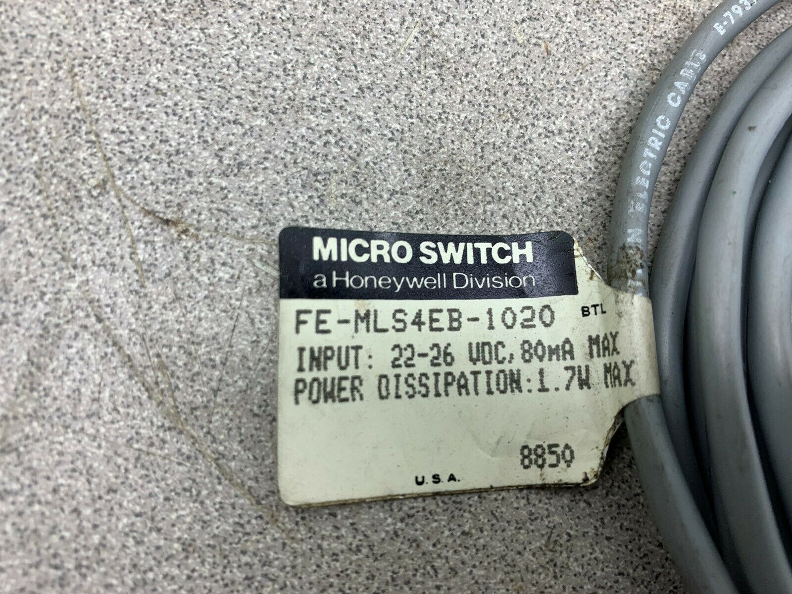 NEW NO BOX MICRO SWITCH POWER CORD FE-MLS4EB-1020