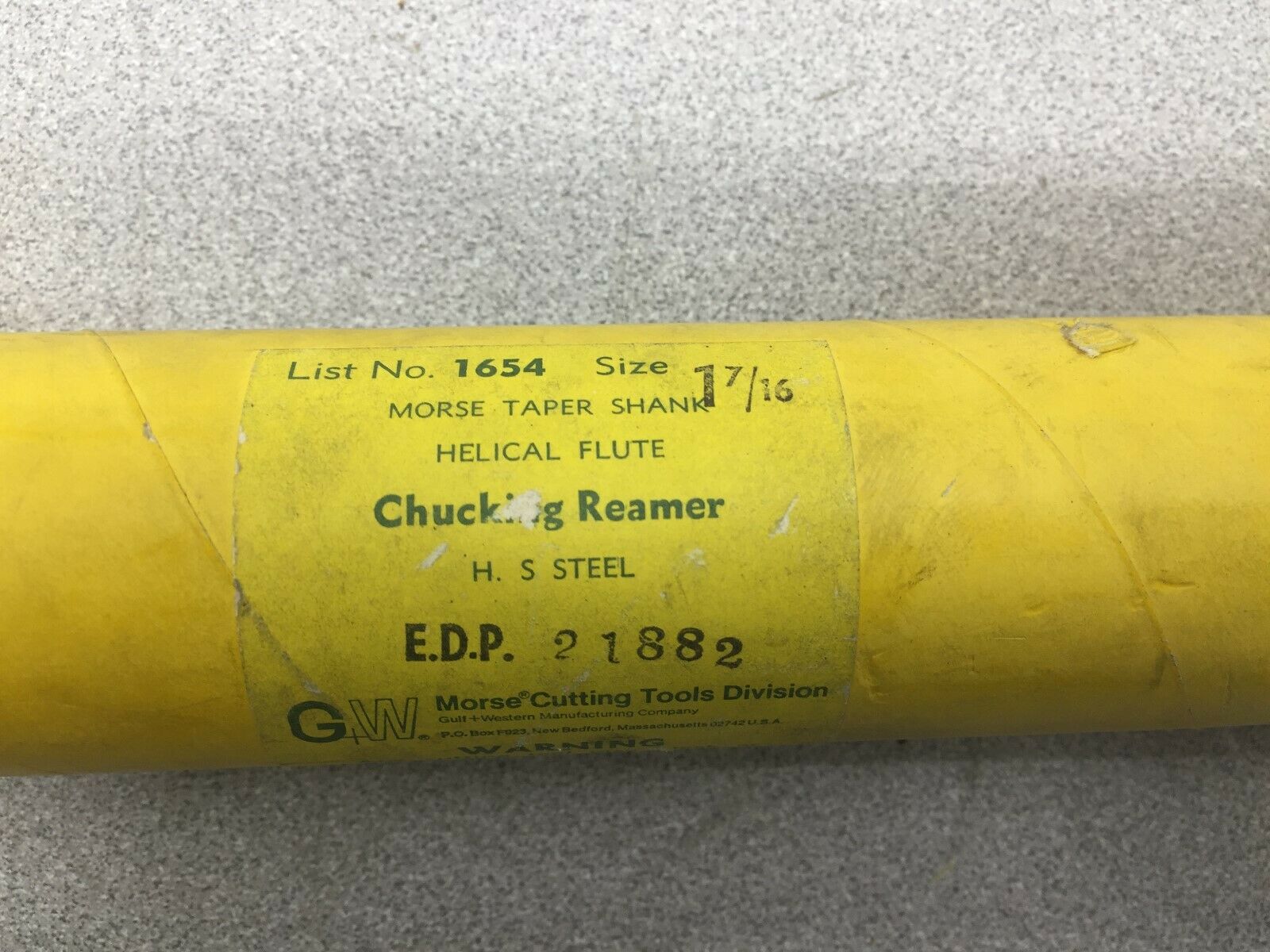 NEW IN BOX MORSE 1 7/16 CHUCKING REAMER HSS 1654 / 21882