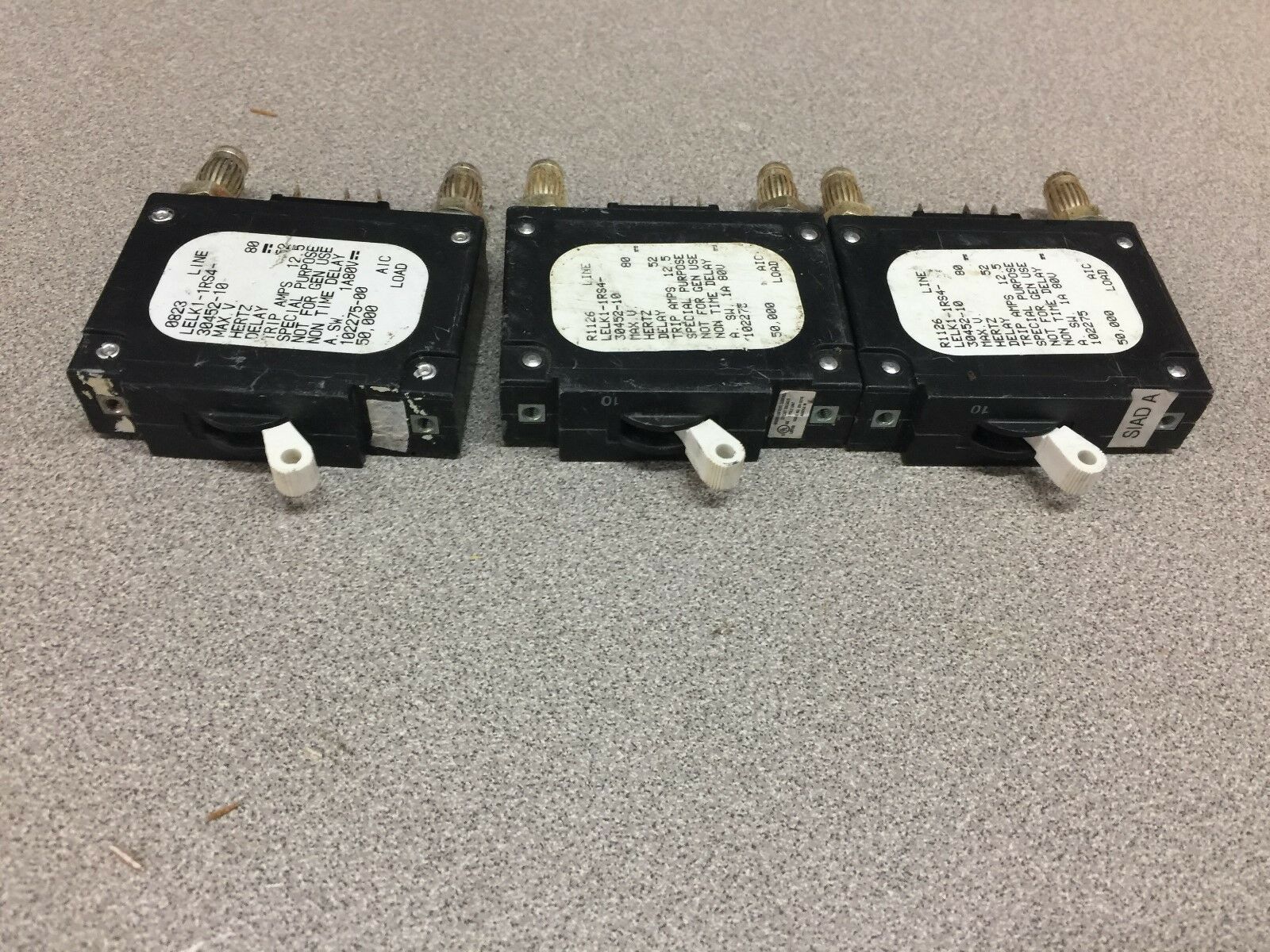 USED AIRPAX (LOT OF 3) BREAKERS LELK1-1RS4-30452-10