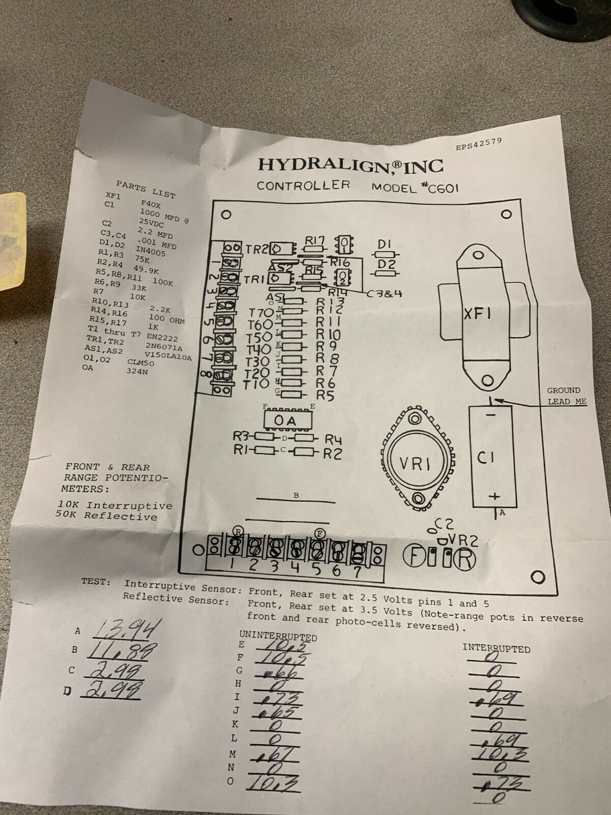 NEW HYDRALIGN PC CONTROL BOARD C601 CB