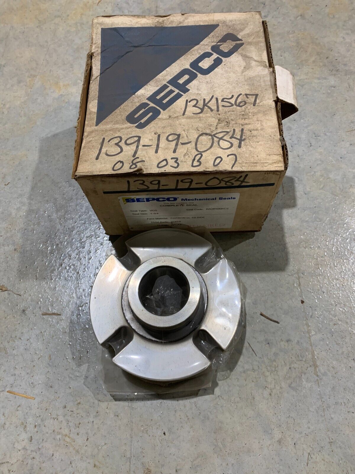 REBUILT SEPCO 1-3/4" MECHANICAL SEAL VGS SEAL CODE RA28106KCS