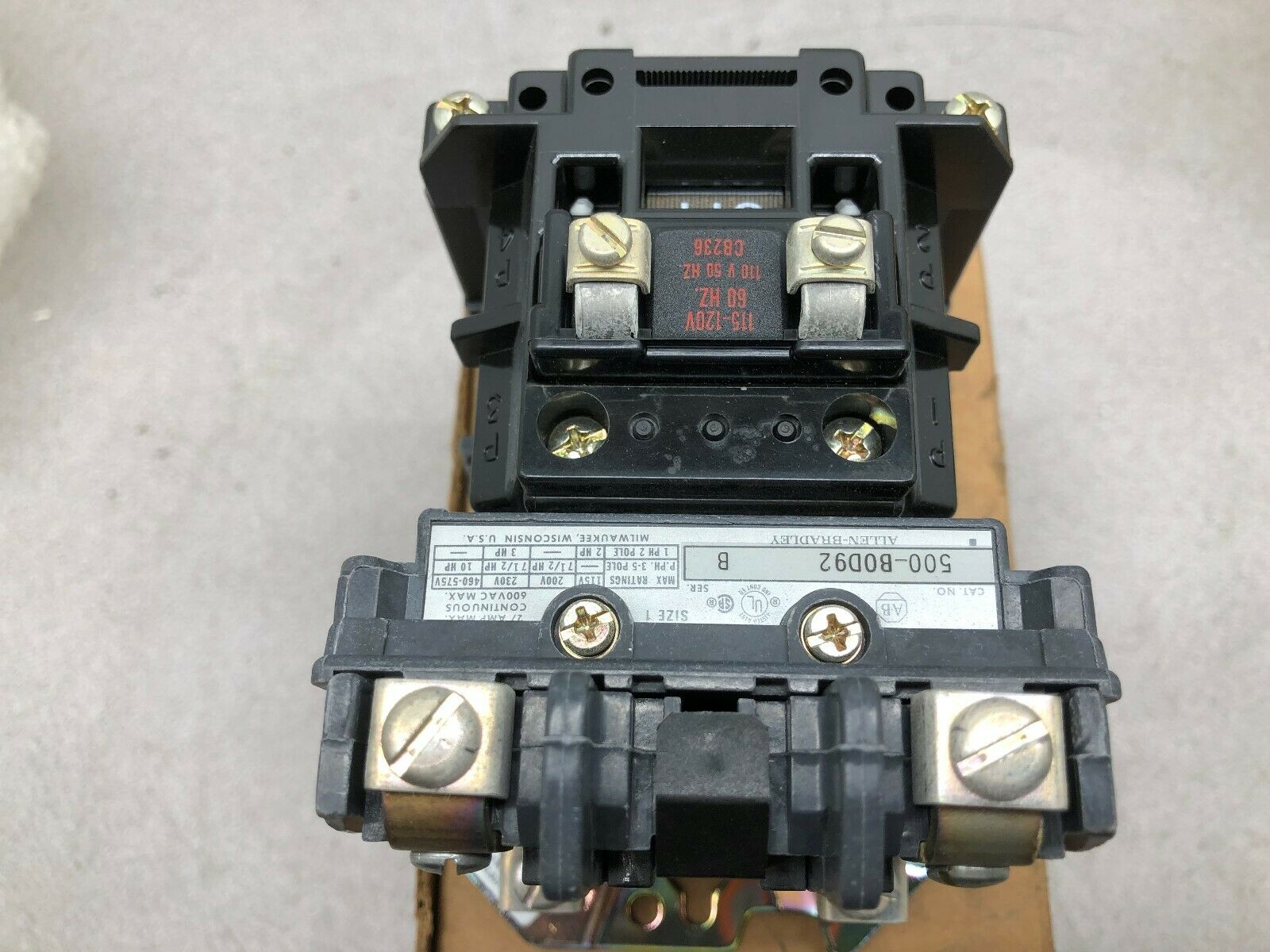 NEW IN BOX ALLEN BRADLEY SIZE 1 120 VAC COIL 2 POLE 27 AMP AC CONTACTOR 500-B0D9