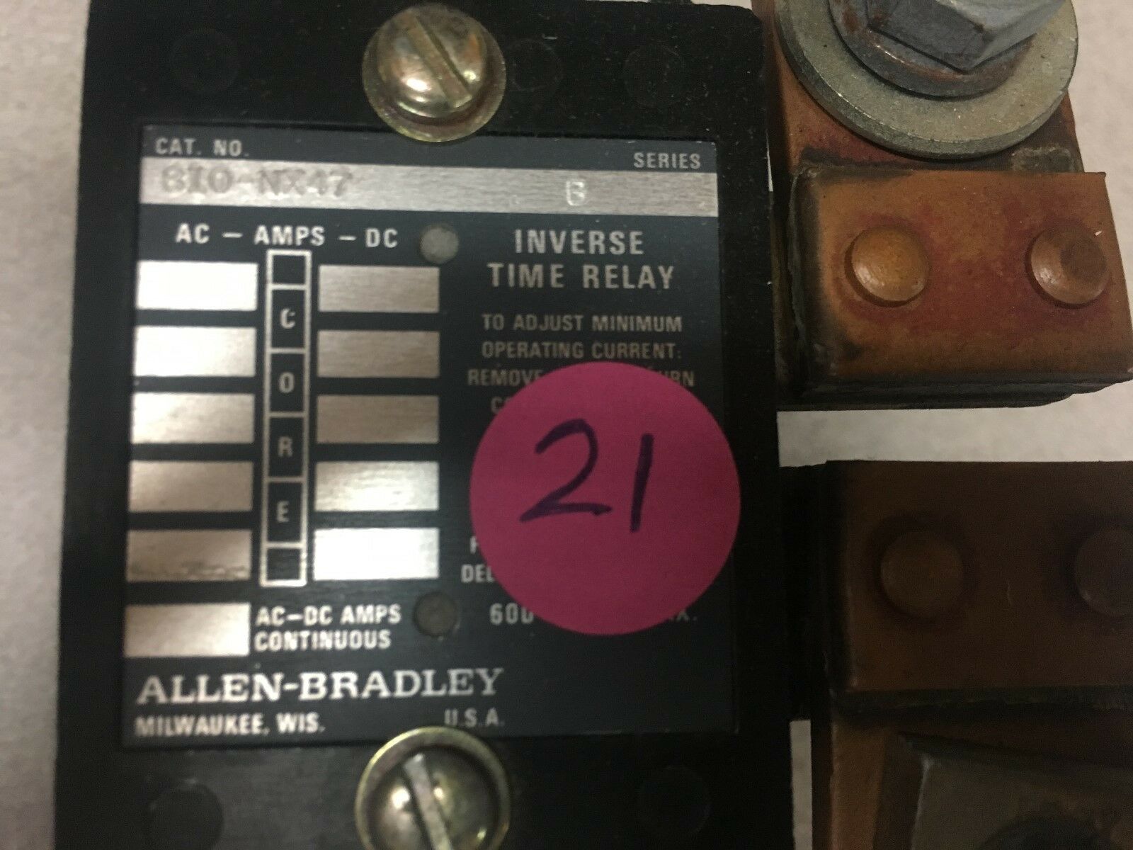 USED ALLEN-BRADLEY INVERSE TIME RELAY 810-NX47