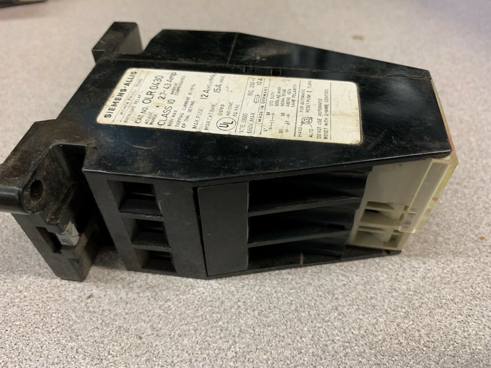 USED SIEMENS RELAY OLR0430