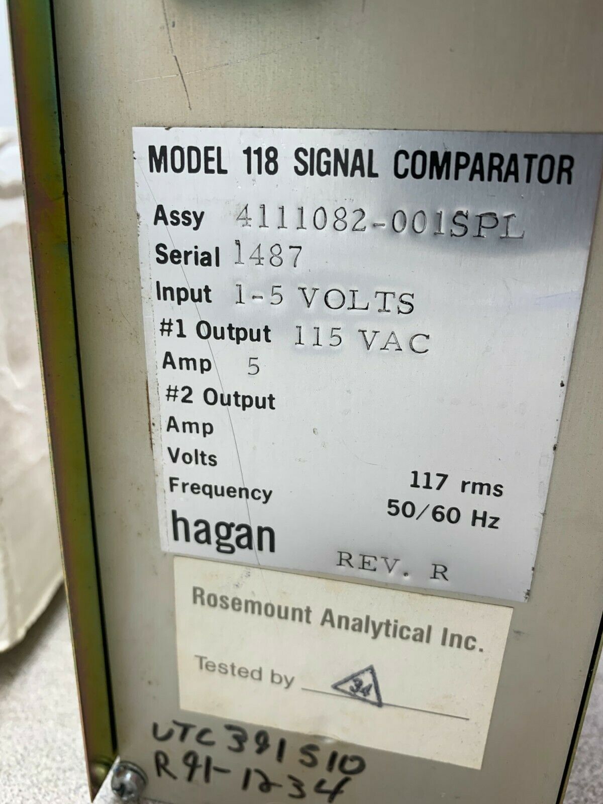 USED HAGAN 118 SIGNAL COMPARATOR 4111082-001SPL