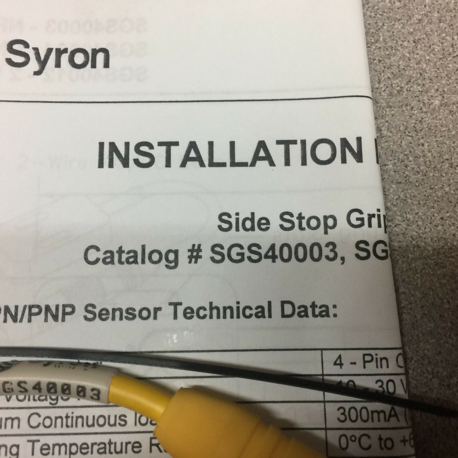 NEW NO BOX SYRON SIDE STOP GRIP SENSOR SGS40003