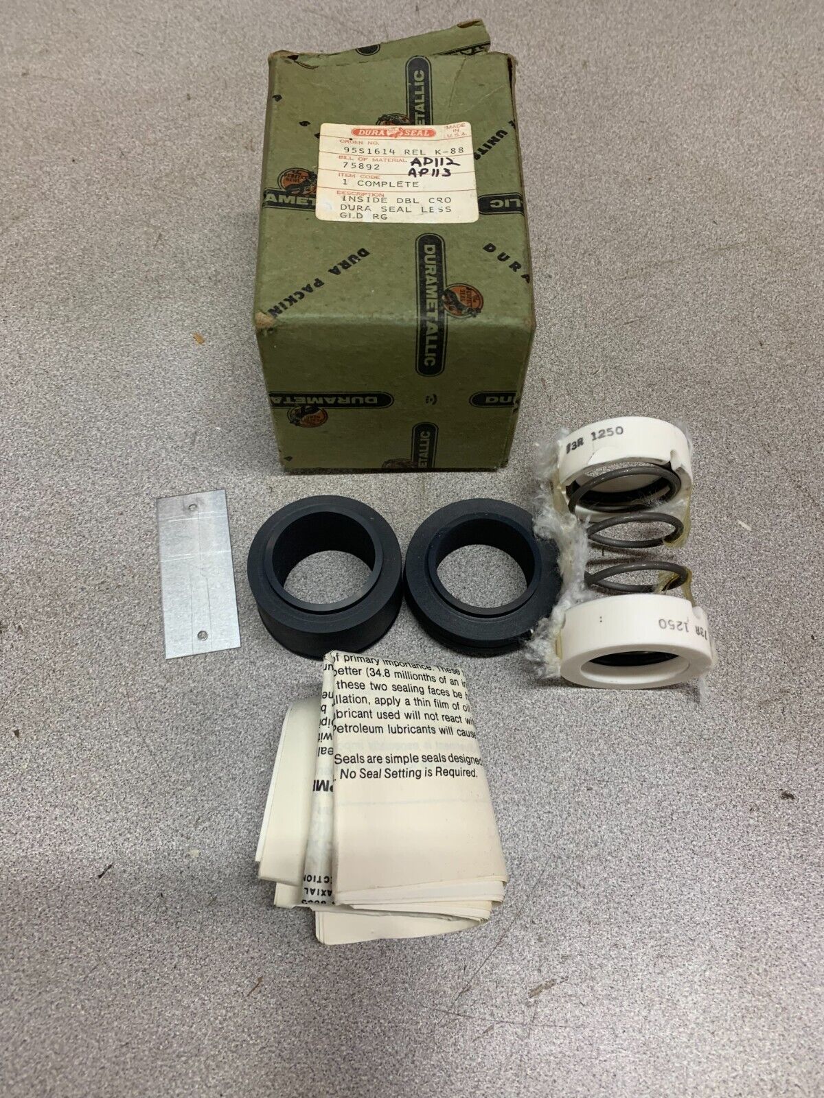 NEW IN BOX DURA SEAL MECHANICAL SEAL 95S1614 REL K-88 75892