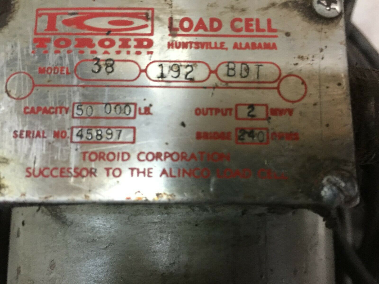 USED TOROID 50000# LOAD CELL 38-192-BDT