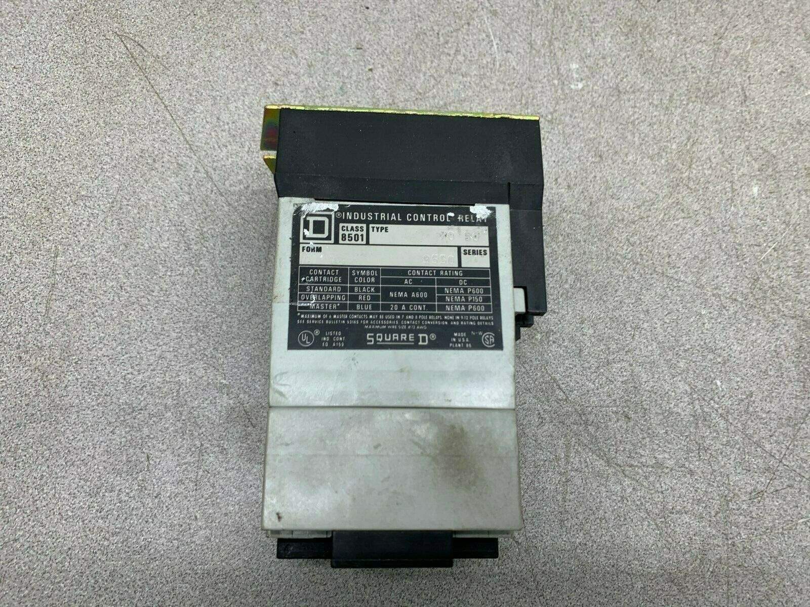 USED SQUARE D RELAY 8501 X080