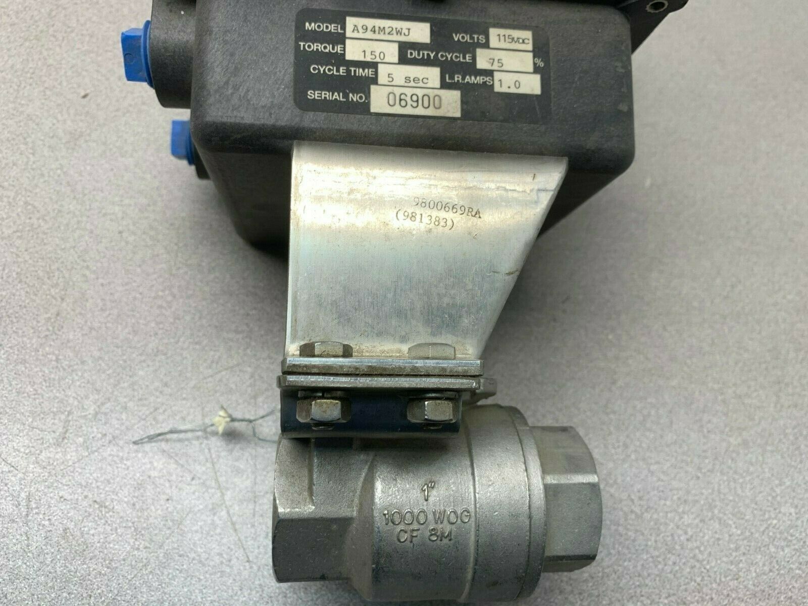 NEW NO BOX ABB  1" STAINLESS STEEL BALL VALVE WITH ACTUATOR A94M2WJ