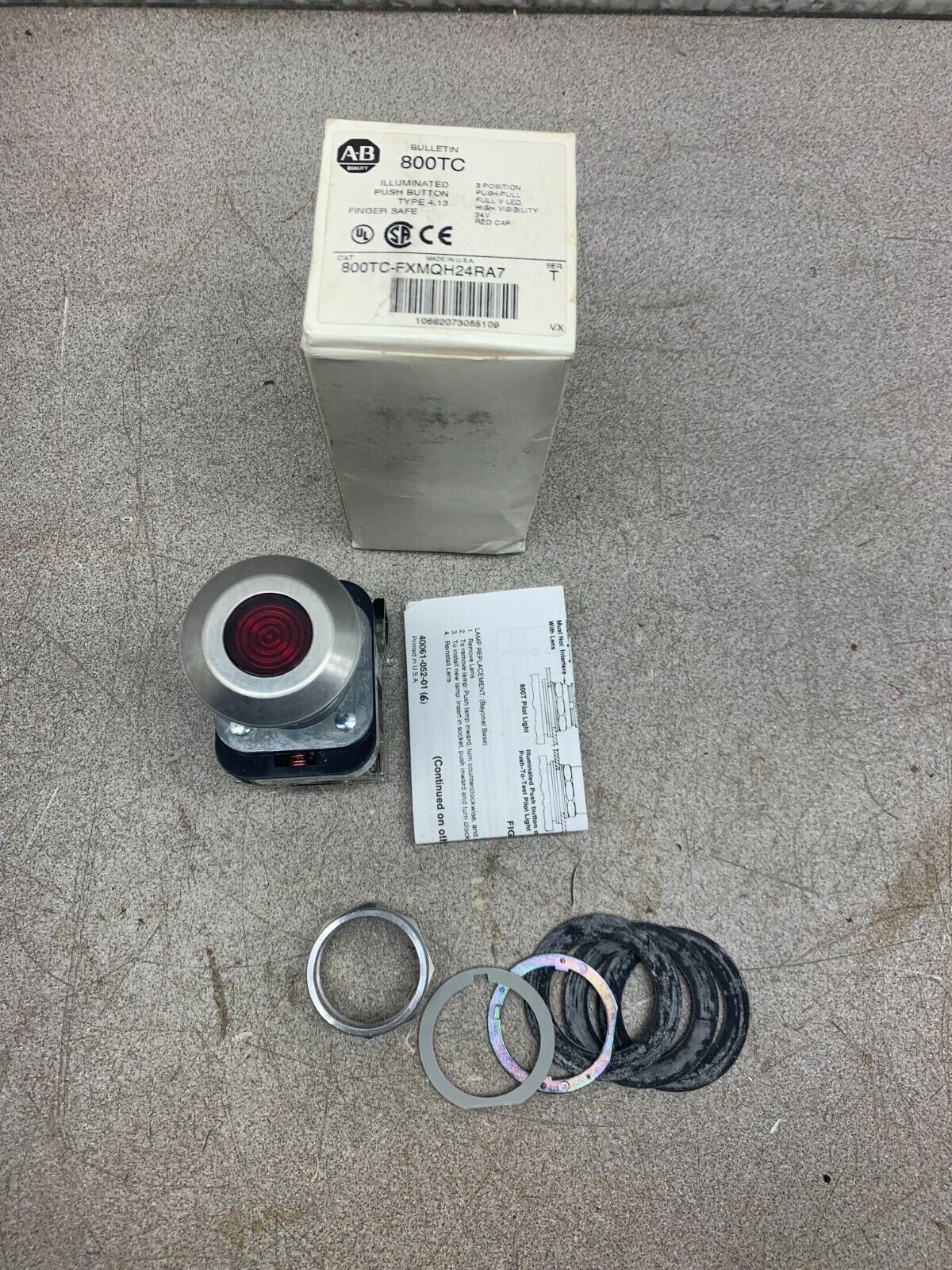 NEW ALLEN-BRADLEY 3-POS. RED ILLUMINATED PUSH-PULL BUTTON 800TC-FXMQH24RA7