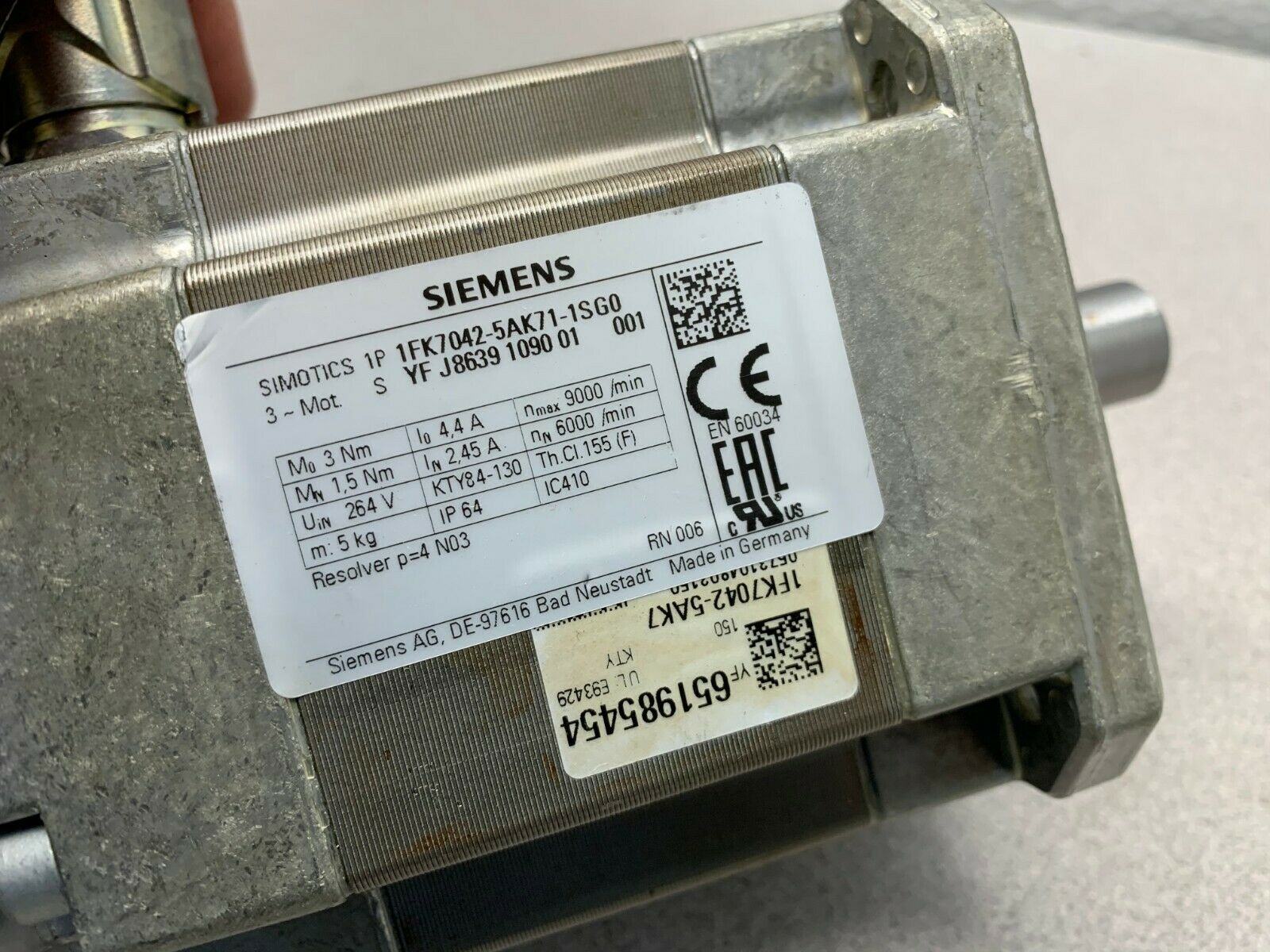 *REFURBISHED* SIEMENS SERVO MOTOR 1FK7042-5AK71-1SG0