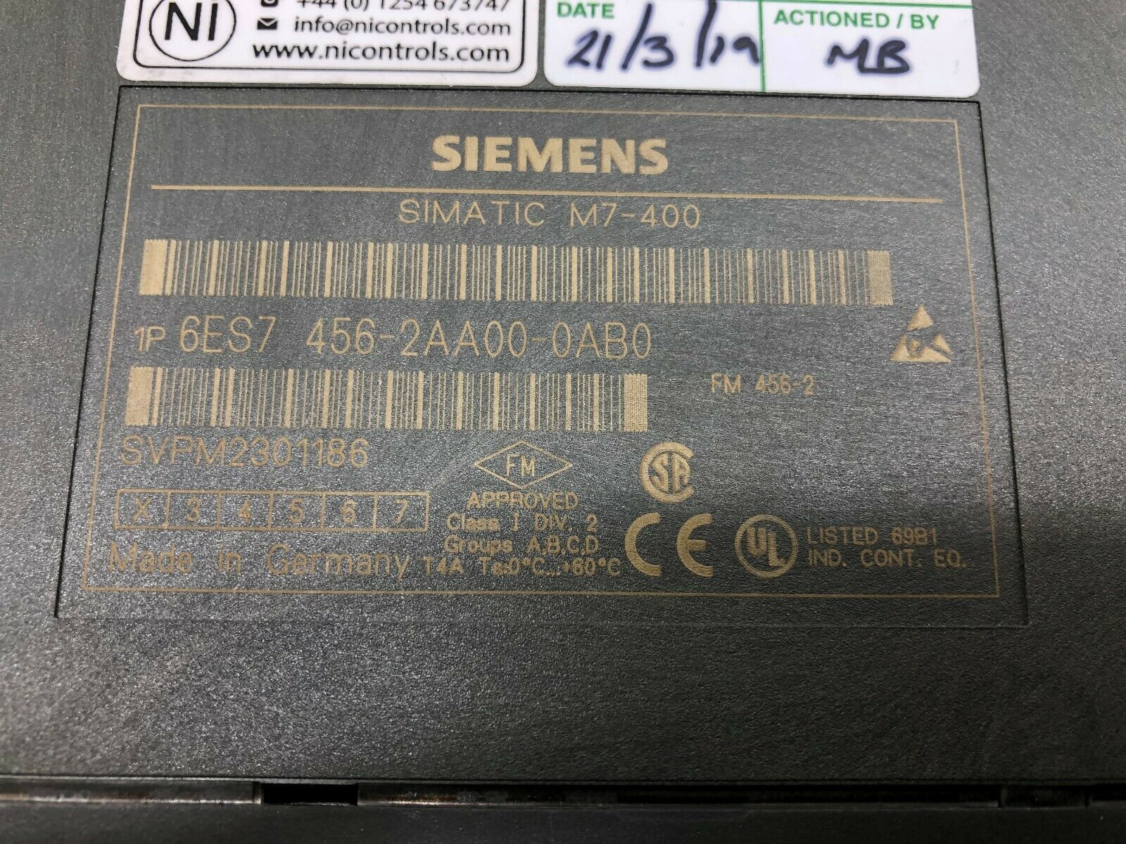 USED SIEMENS SIMATIC M7-400 FM456-2 APPLICATIONS MODULE 6ES7 456-2AA00-0AB0