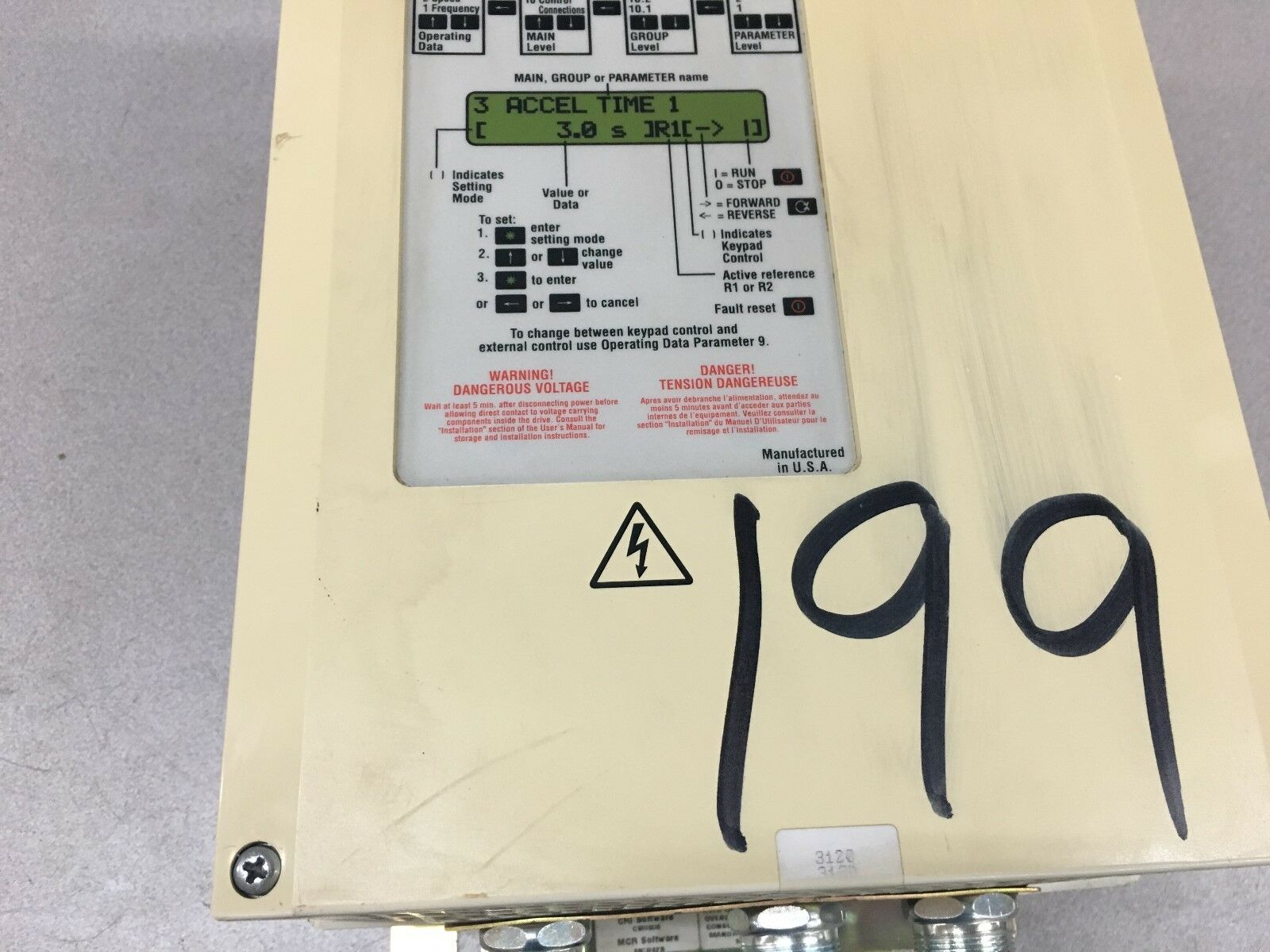 USED ABB ACS 500 7.5HP VARIABLE SPEED DRIVE ACS501-007-4-0AP2