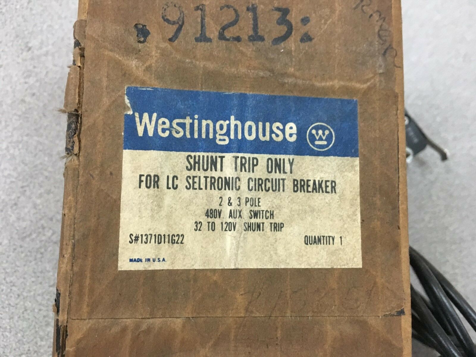 NEW IN BOX WESTINGHOUSE SHUNT TRIP ONLY FOR CIRCUIT BREAKER 1371D11G22