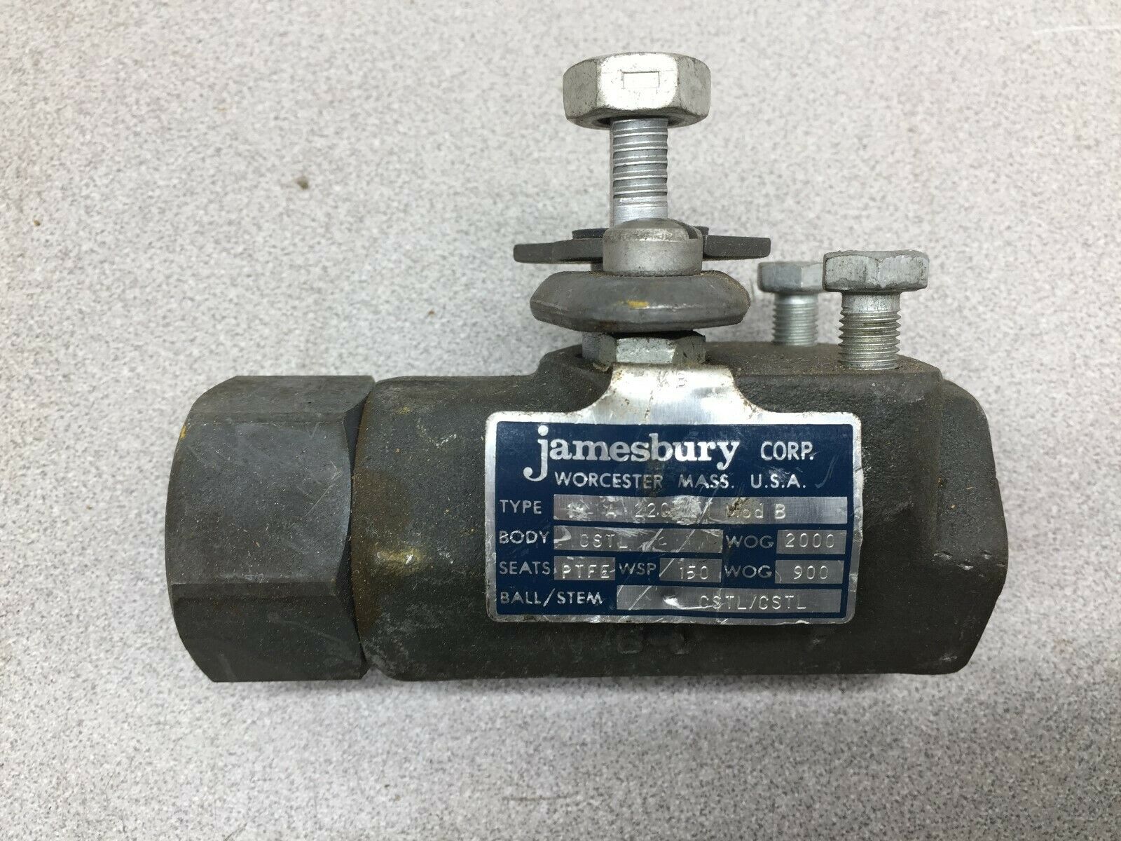 NEW NO BOX JAMESBURY 1" PTFE SEATS BALL VALVE A2200TT MOD B