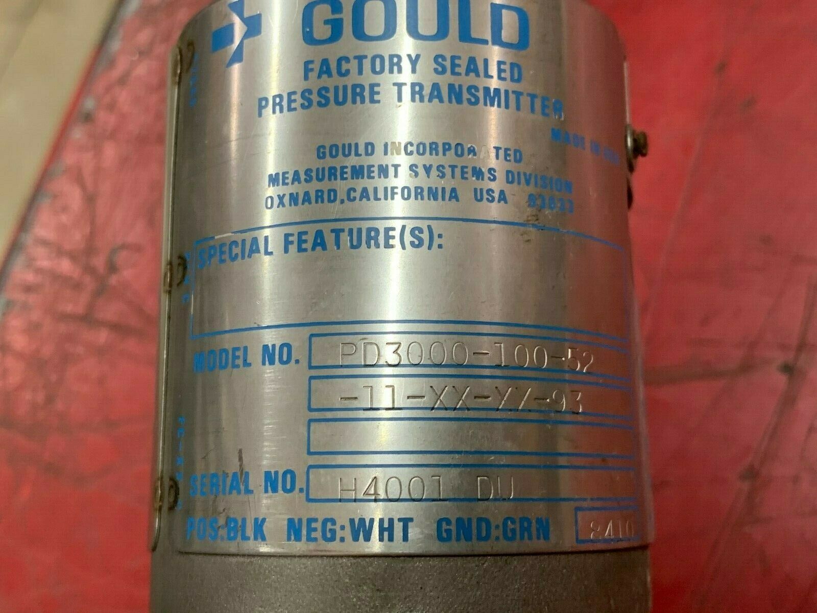 NEW GOULD PRESSURE TRANSMITTER PD3000-100-52-11-XX-XX-93 WITH MA 128