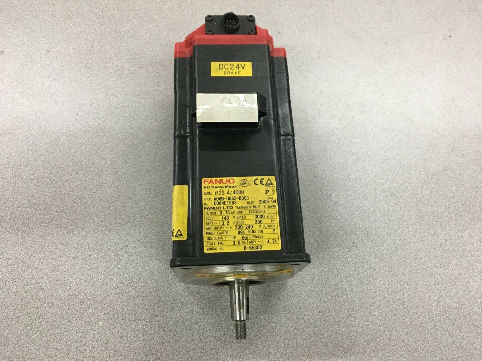 NEW NO BOX FANUC BIS 4/4000 AC SERVO MOTOR A06B-0063-B303 WITH A860-2020-T301