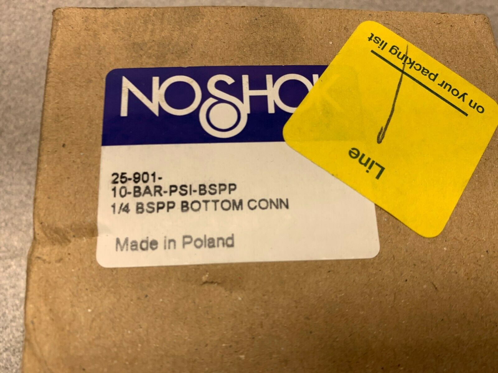 NEW IN BOX NOSHOK GAUGE 25-901-10BAR-PSI-BSPP