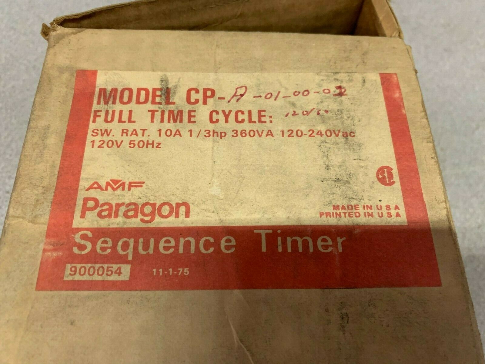 NEW IN BOX PARAGON FULL TIME CYCLE  SEQUENCE TIMER CP-A-01-00-03