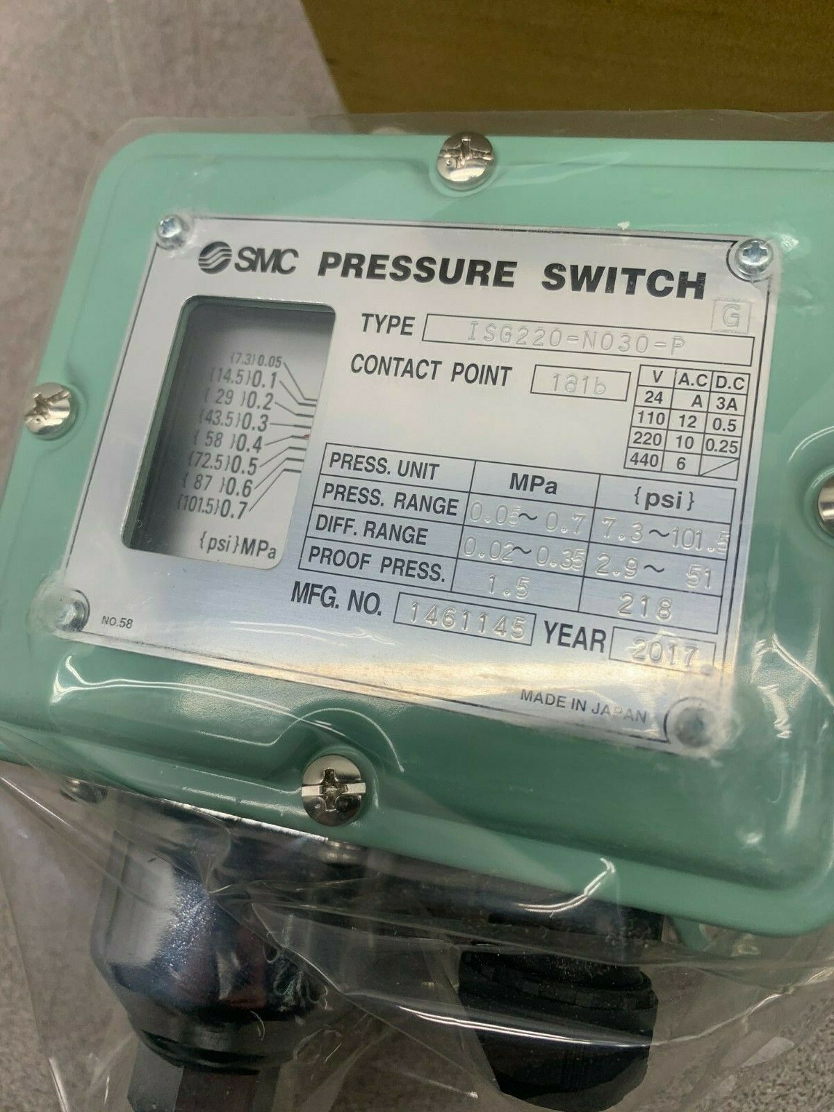 NEW SMC PRESSURE SWITCH ISG220-N030-P