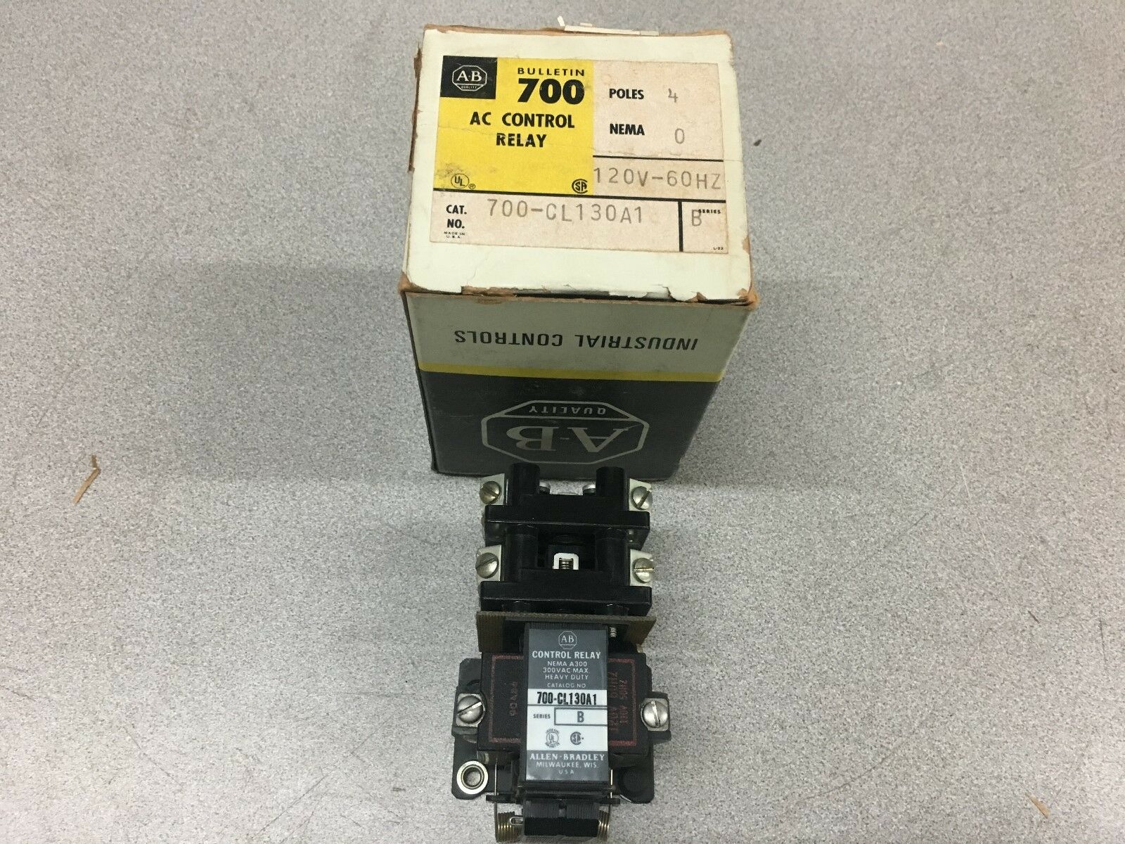 NEW IN BOX ALLEN BRADLEY CONTROL RELAY 700-CL130A1 SERIES B