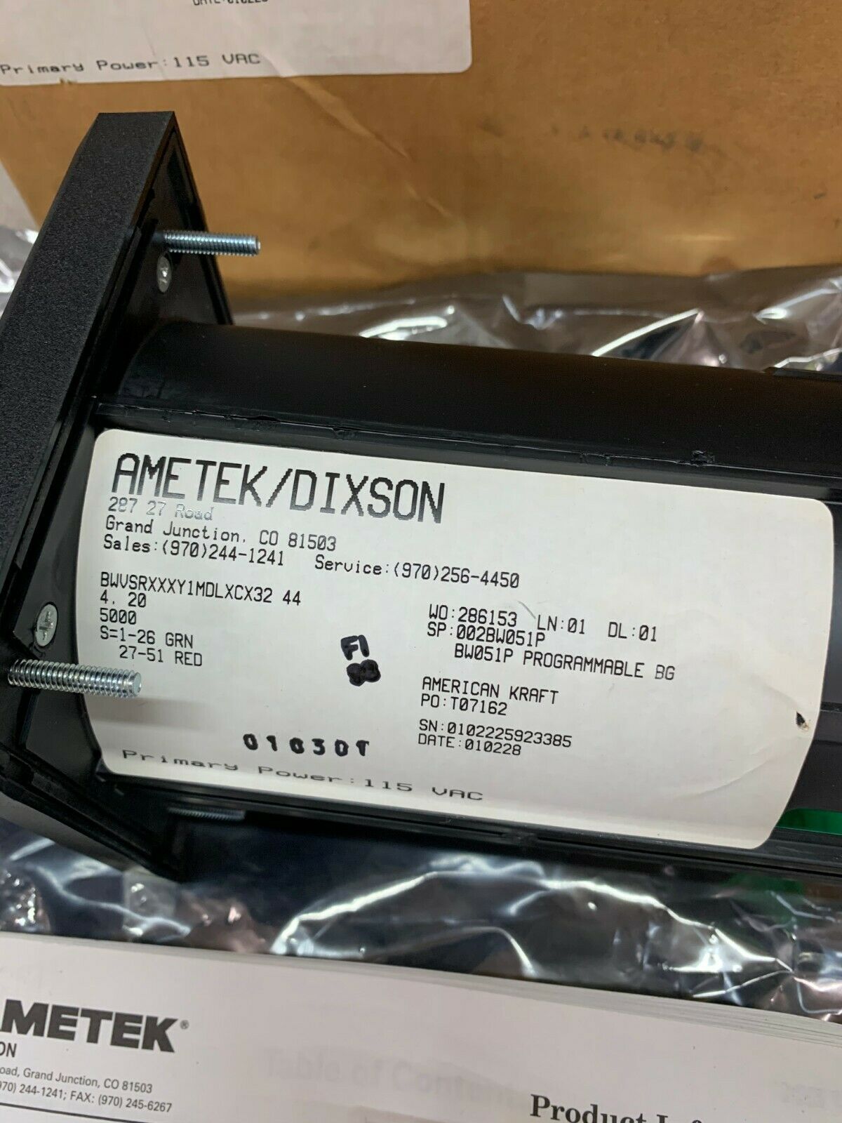 NEW IN BOX AMETEK DIXSON RPM PANEL METER BWVSRXXXY1MDLXCX32 44