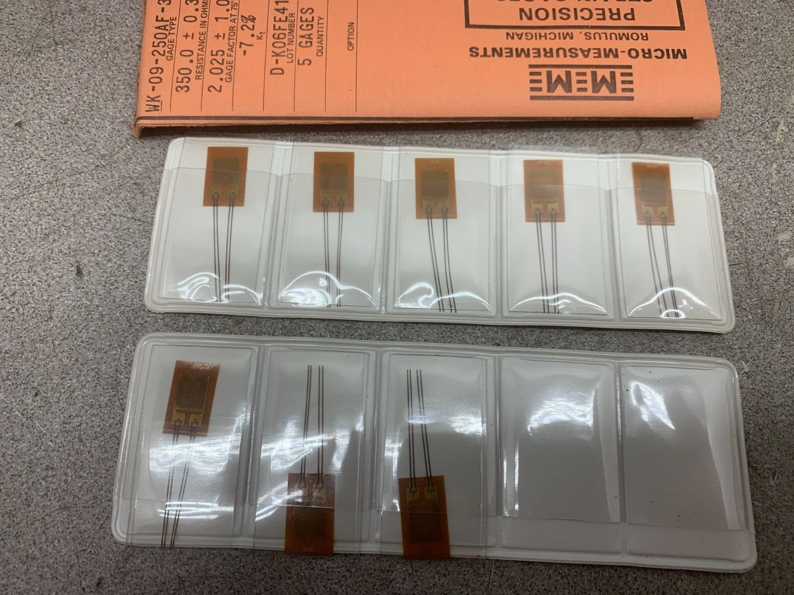 NEW PACK OF 8 MICRO-MEASUREMENTS PRECISION STRAIN GAGES WK-09-250AF-350