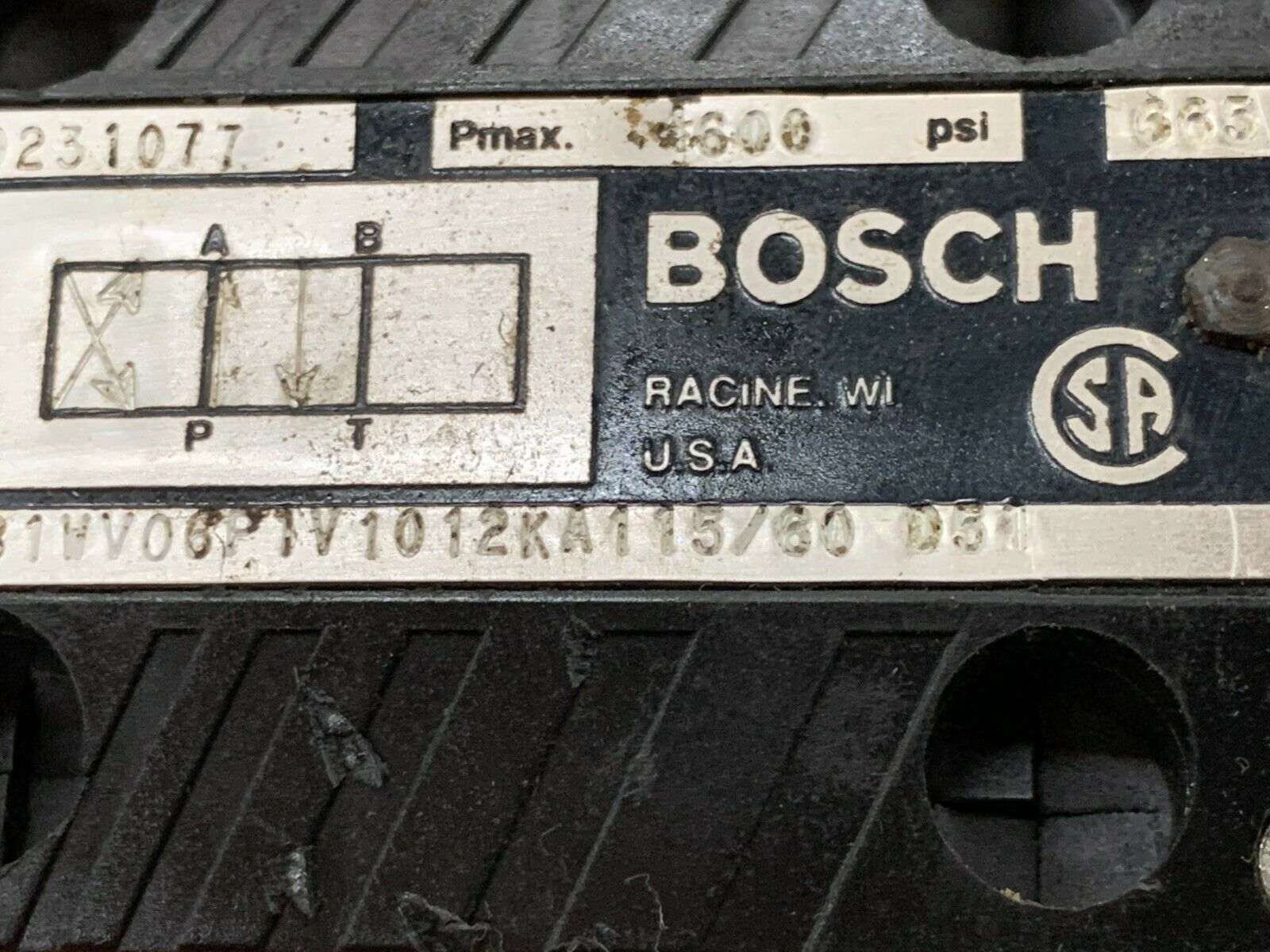 USED BOSCH VALVE 081WV06P1V1012KA115/60 D51 WITH FF1 SH MH 01 H 50