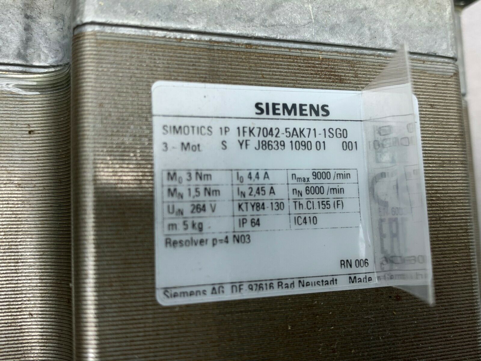 *REFURBISHED* SIEMENS SERVO MOTOR 1FK7042-5AK71-1SG0