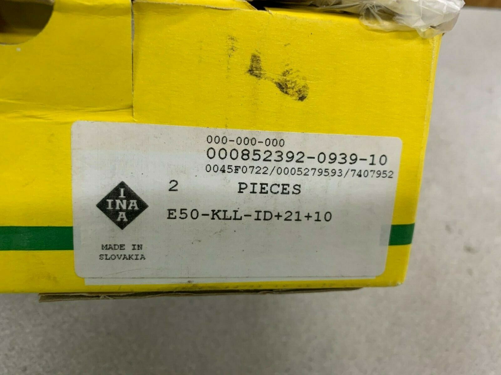 NEW BOX OF 2 INA INSERT BEARINGS E50-KLL-ID+21+10