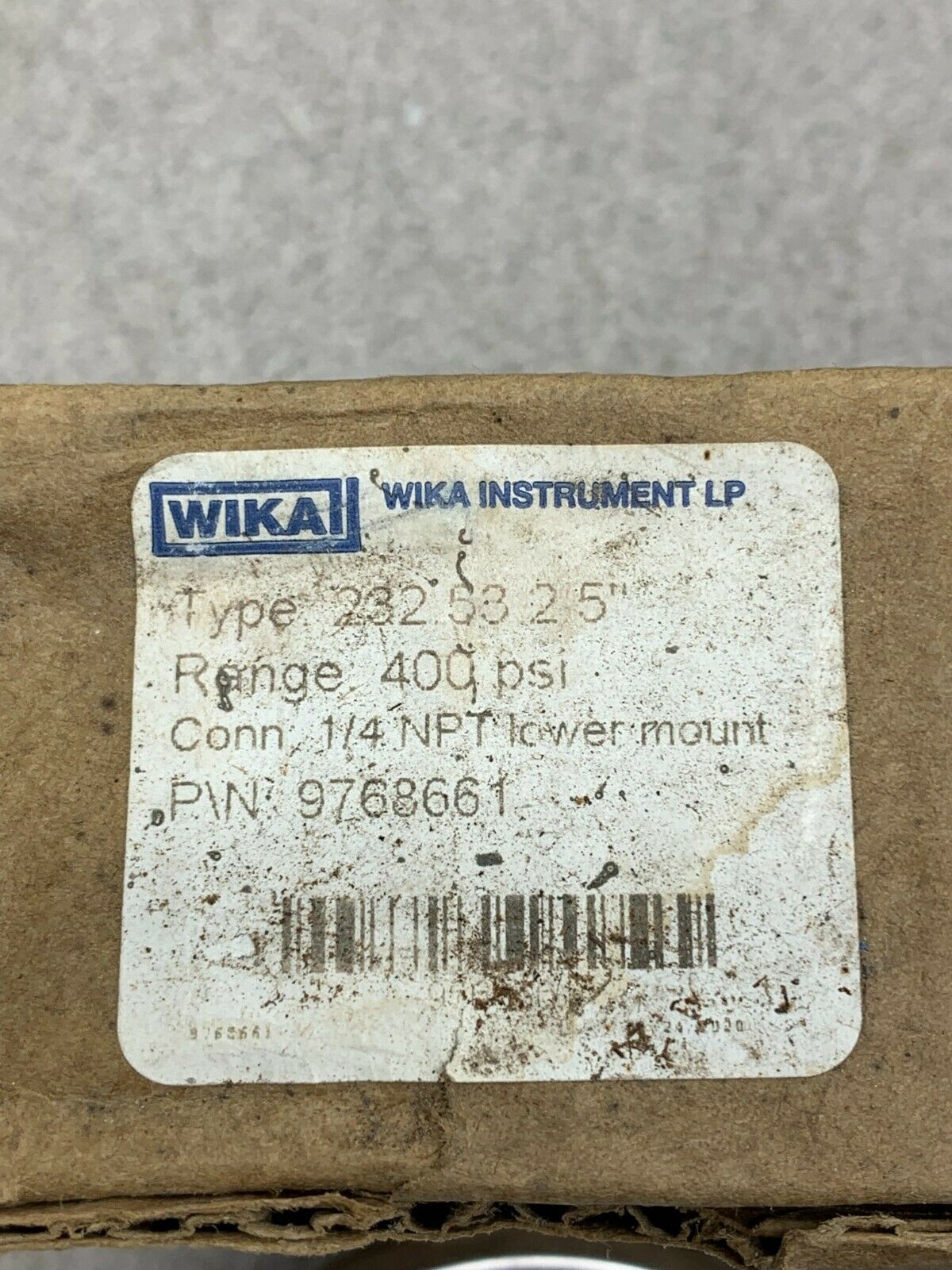 NEW IN BOX WIKA 400 PSI 1/4NPT PRESSURE GAUGE 9768661