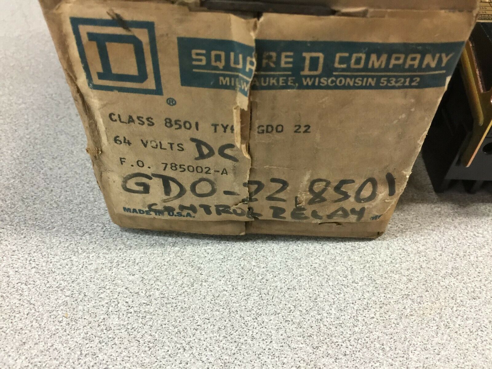 NEW IN BOX SQUARE D 64VDC COIL CONTROL RELAY 8501GDO-22