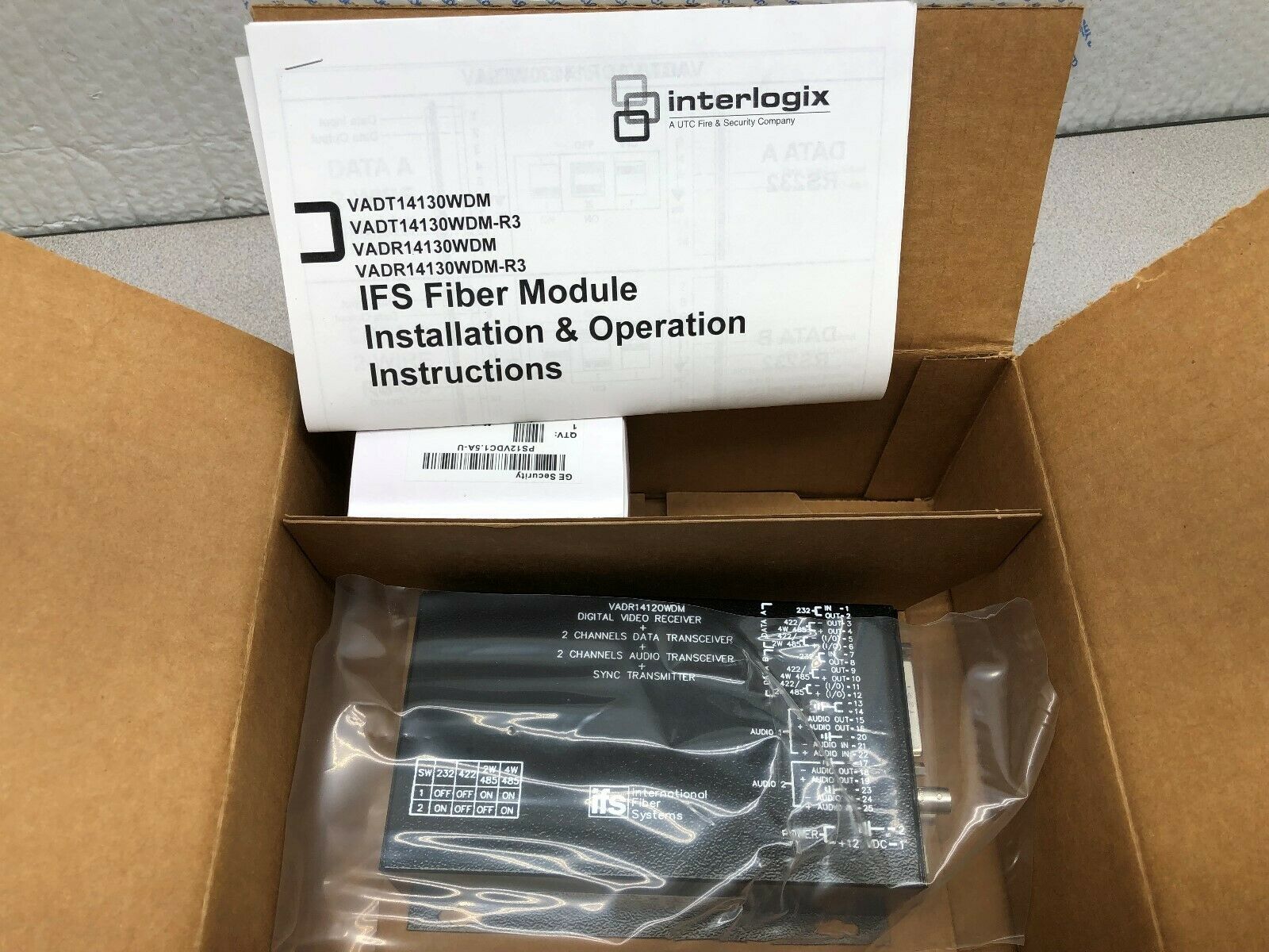 NEW IN BOX INTERLOGIX VIDEO RECEIVER/AUDIO DATA TRANSCEIVER VADR14120WDM