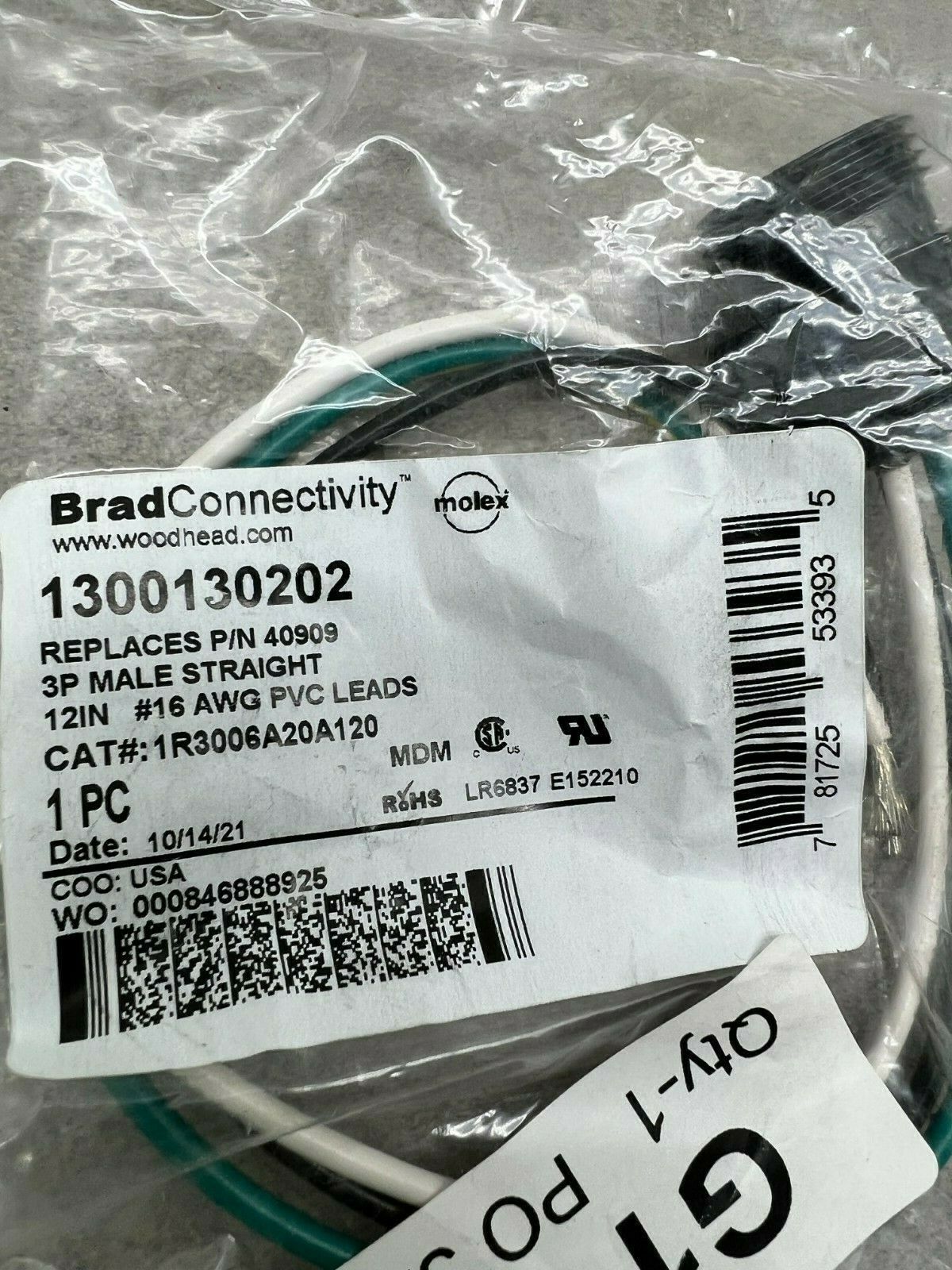 NEW IN BAG BRAD CONNECTIVITY 3P MALE STRAIGHT 1300130202