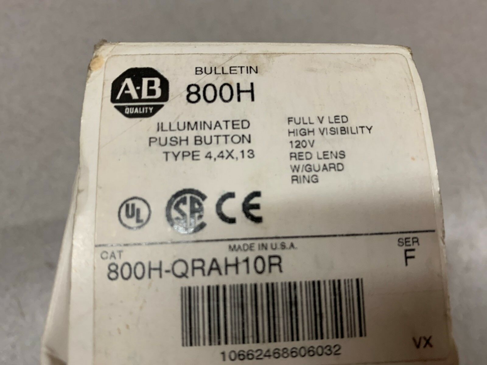 NEW IN BOX ALLEMN BRADLEY PUSH BUTTON 800H-QRAH10R SERIES F