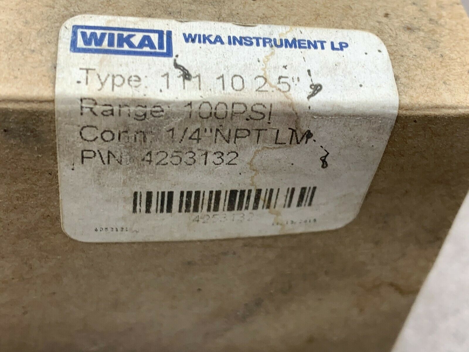 NEW IN BOX WIKA 100 PSI 1/4NPT PRESSURE GAUGE 4253132