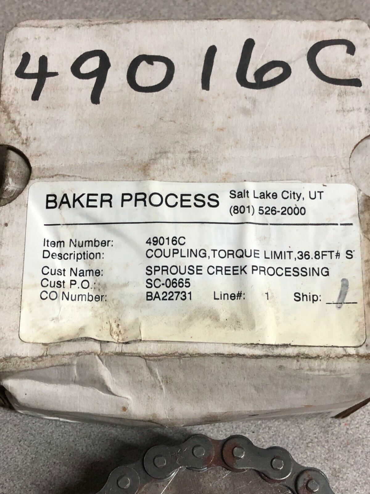 NEW IN BOX BAKER PROCESS COUPLING TORQUE LIMT 49016C