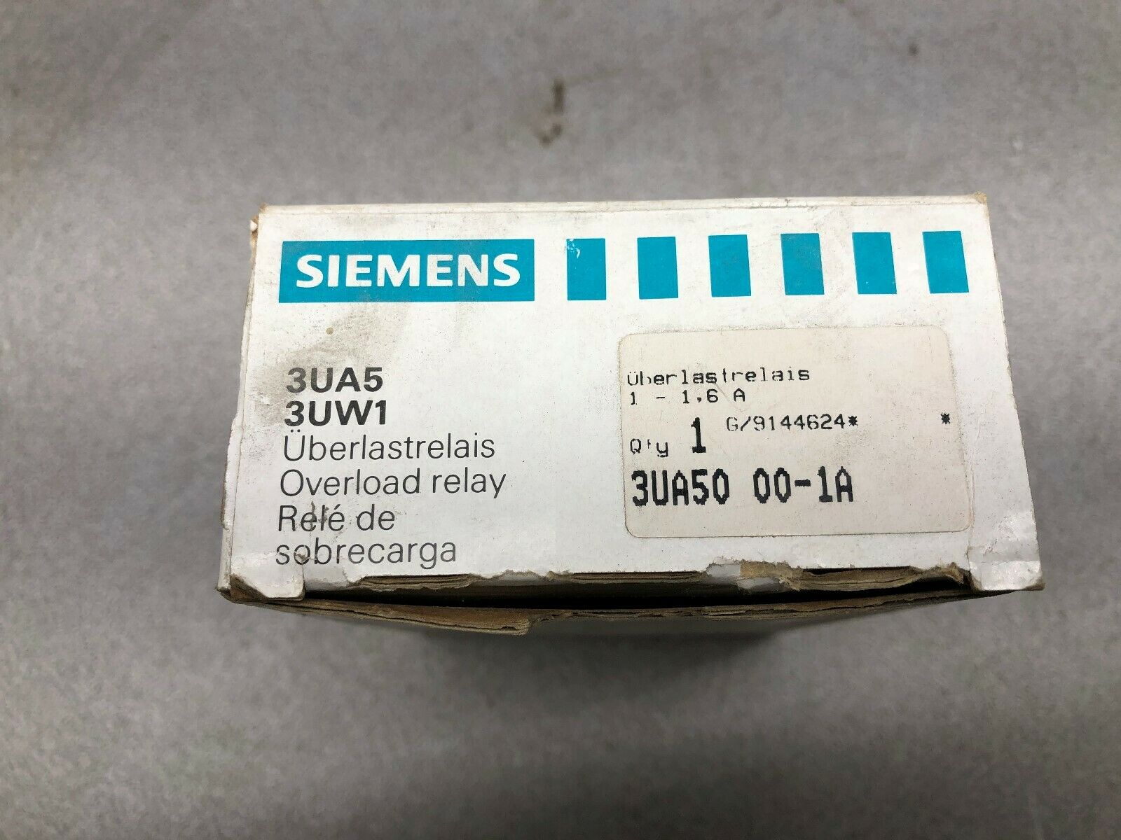 NEW IN BOX SIEMENS 1-1.6 AMP OVERLOAD RELAY 3UA50 00-1A