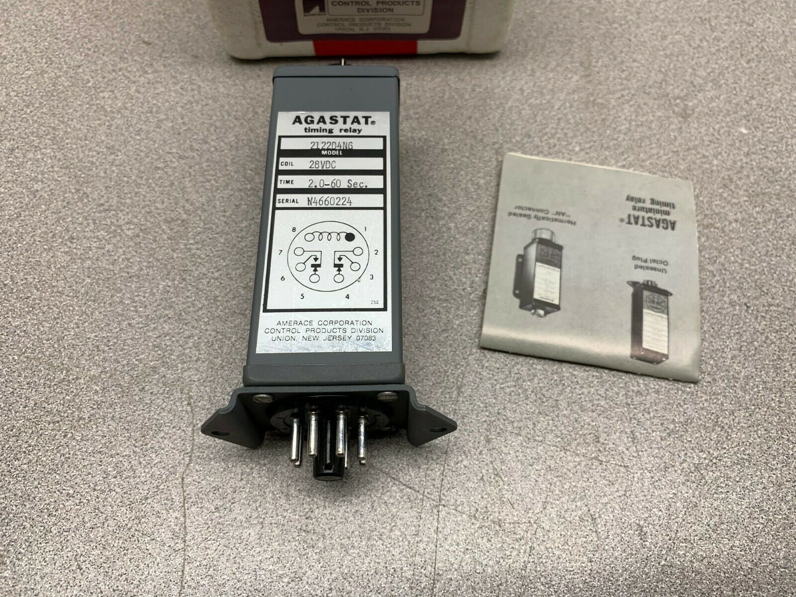 NEW IN PACKAGE AGASTAT 2-60 SEC. TIMING RELAY 2122D4NG