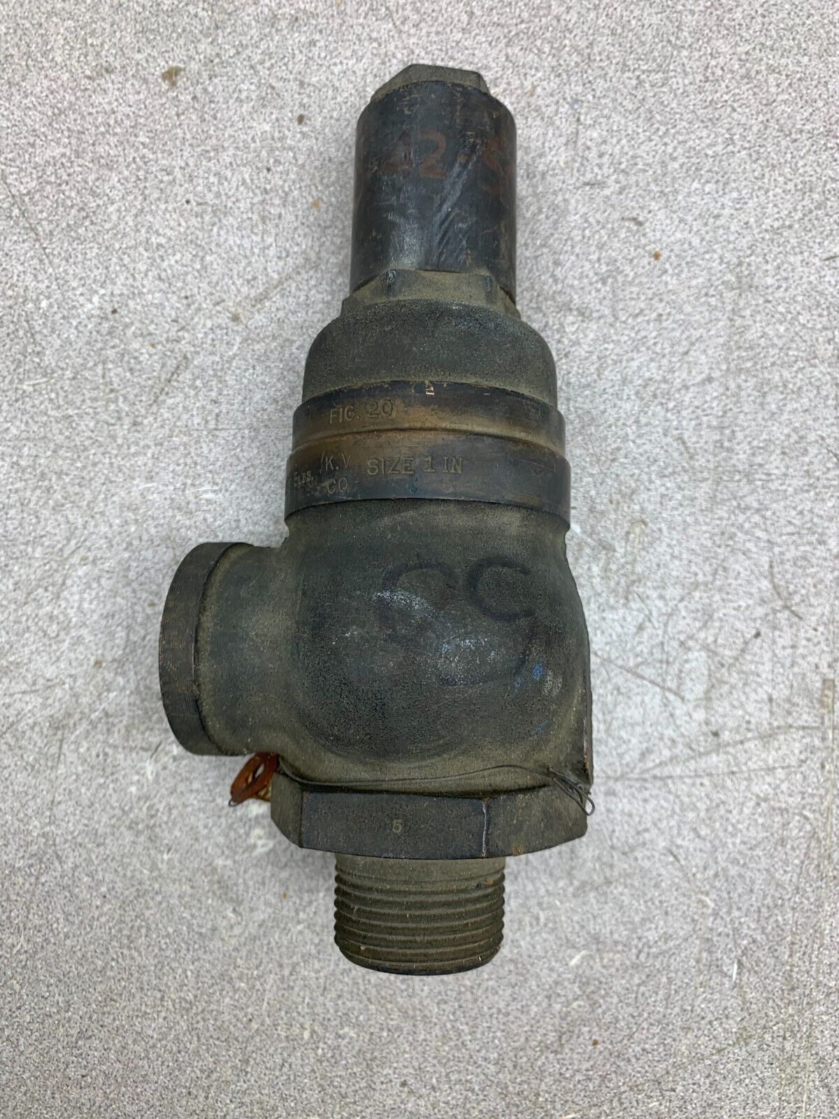 USED K.V CO. 1" PRESSURE RELIEF VALVE 5LBS. SET PRESS. FIG. 20