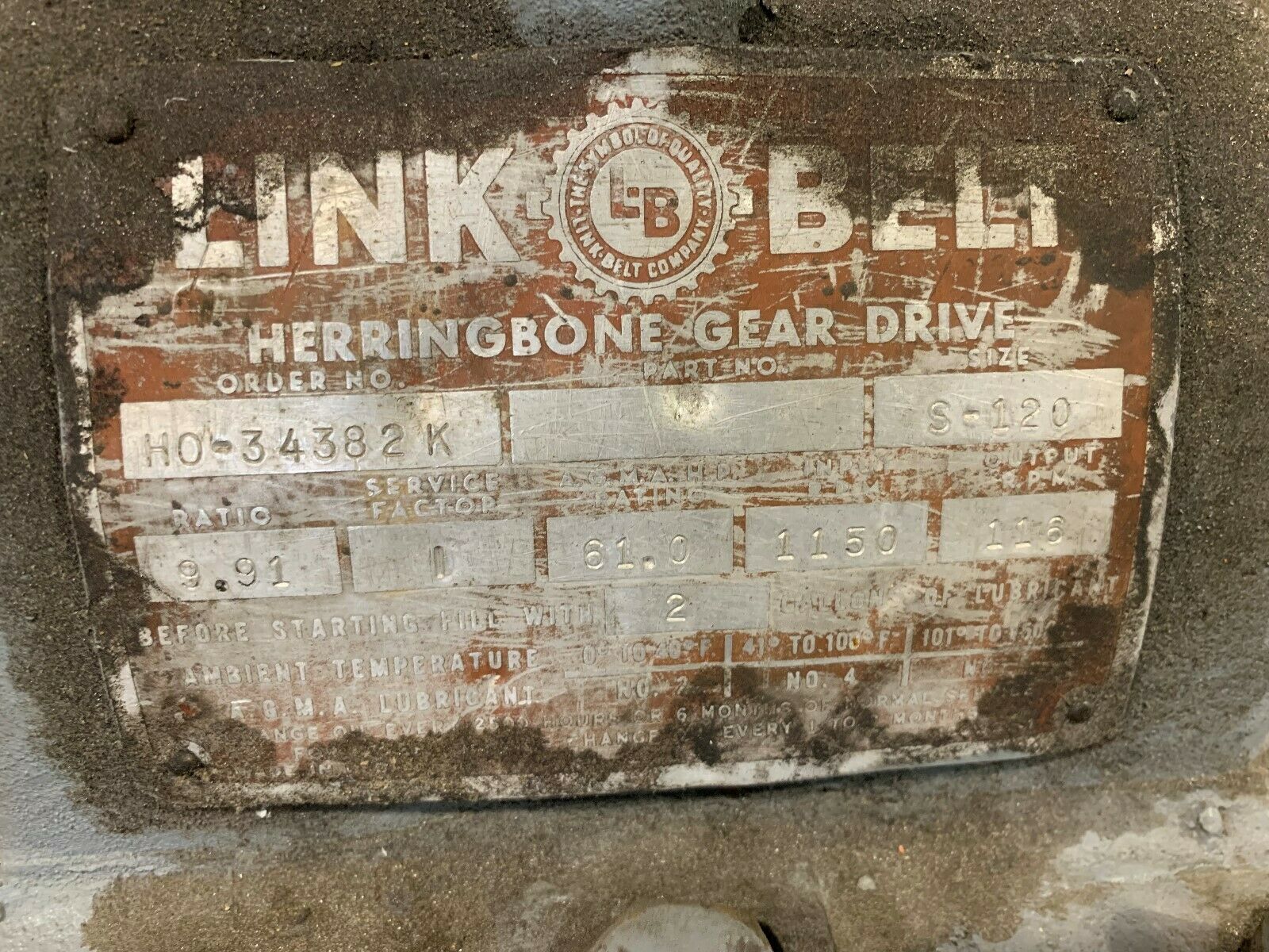 REBUILT LINK BELT GEAR REDUCER 9.91:1 RATIO SPEED HERRINGBONE GEAR DRIVE S-120