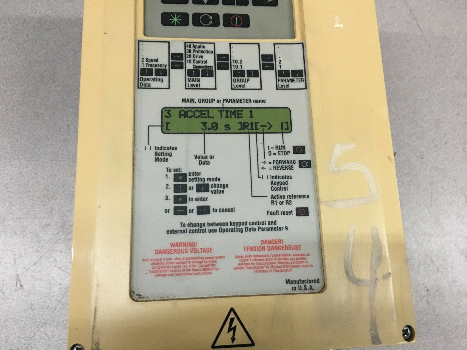 USED ABB ACS 500 7.5HP VARIABLE SPEED DRIVE ACS501-005-4-00P2