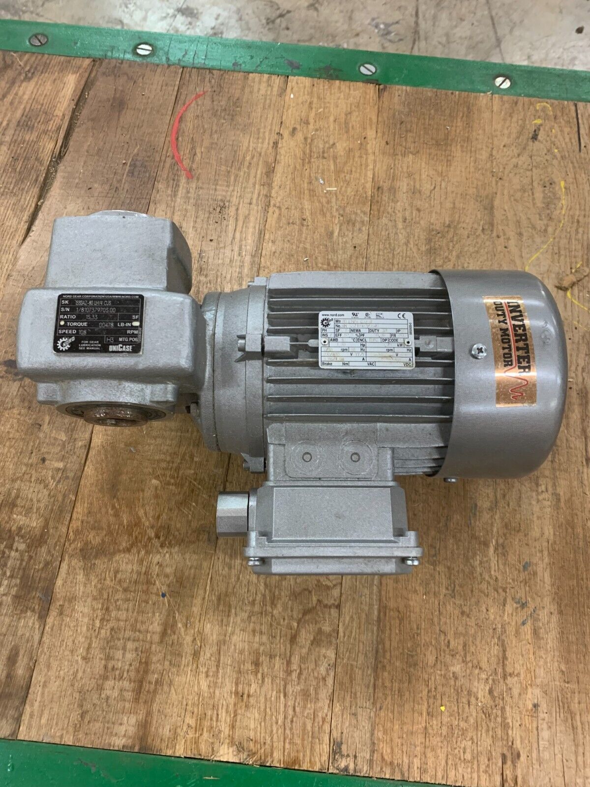 NORD 1HP MOTOR 80 LH/4 CUS WITH 15.33:1 RATIO GEAR REDUCER 1S50AZ-80 LH/4 CUS