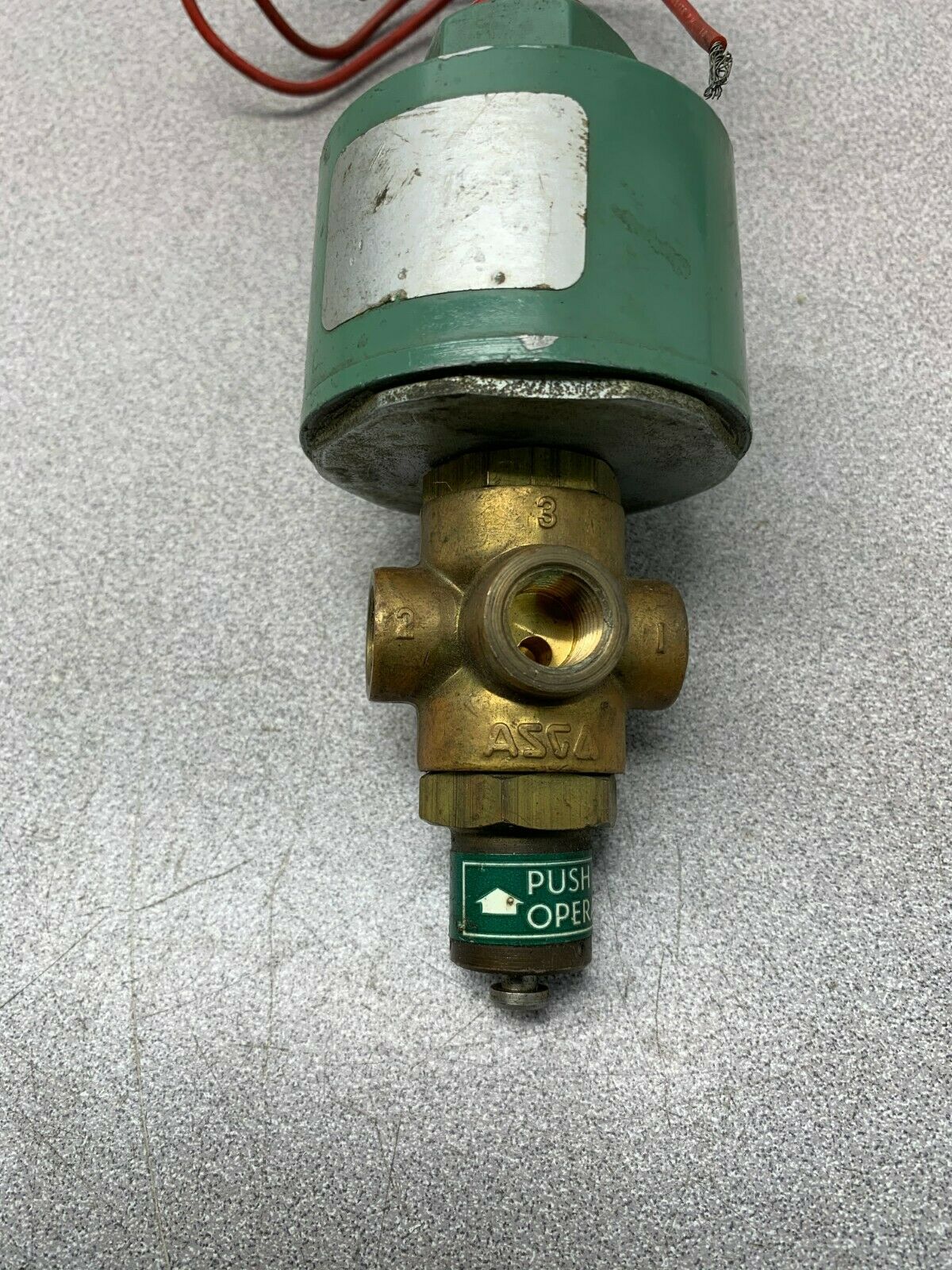 USED ASCO RED-HAT SOLENOID VALVE 1/4" PIPE 120V. COIL 8320 A 10 MOMB