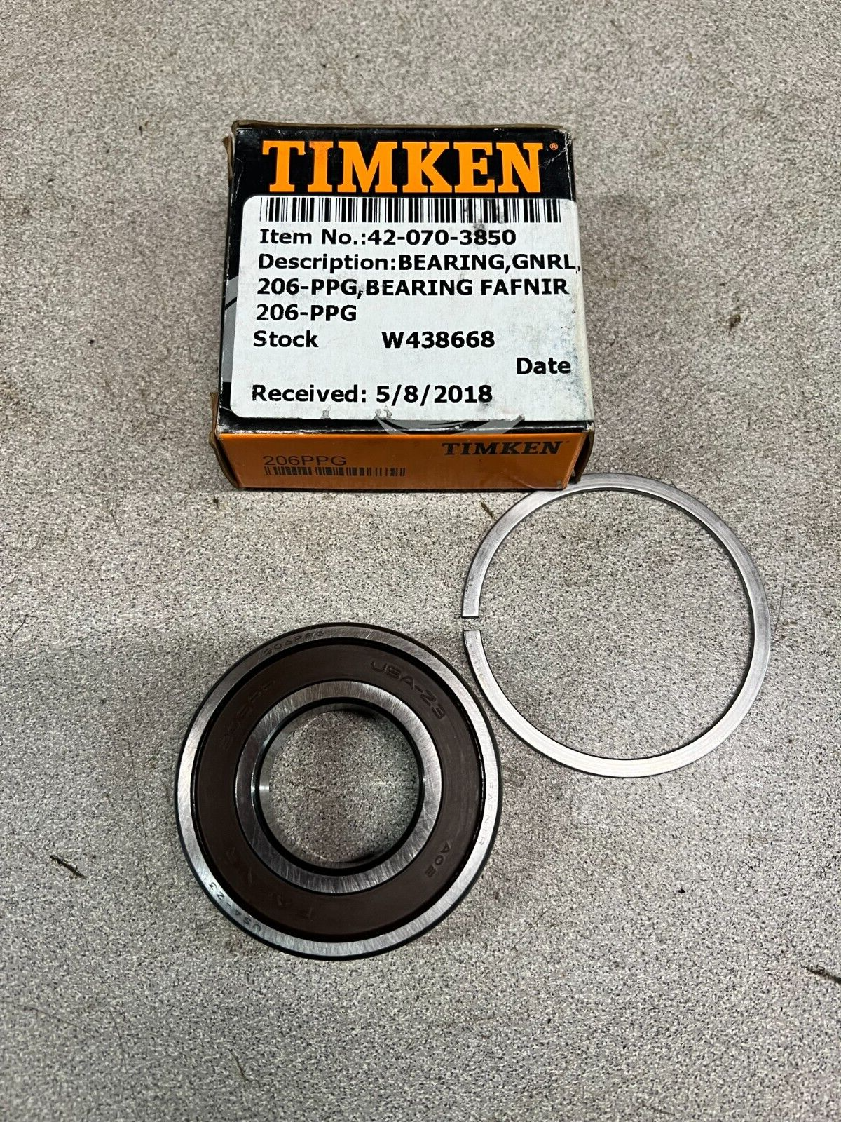 NEW IN BOX TIMKEN BALL BEARING 206PPG