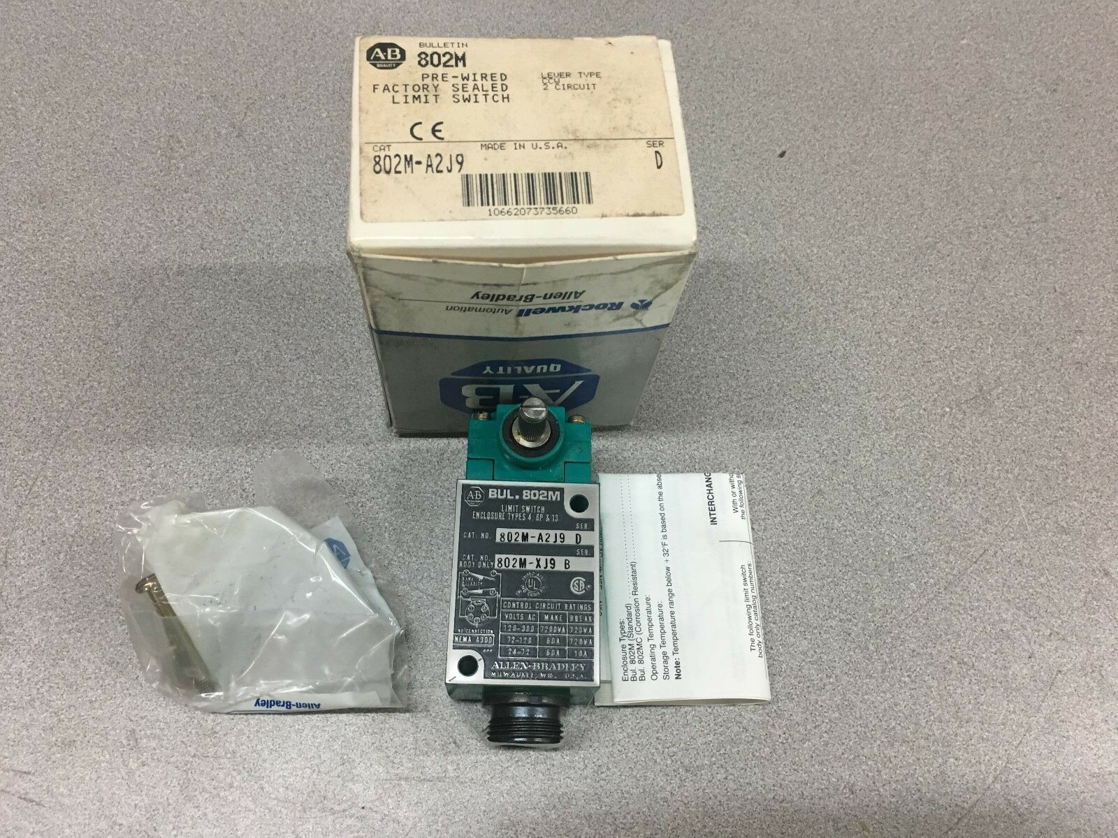 NEW IN BOX ALLEN BRADLEY LIMIT SWITCH 802M-A2J9 SERIES D